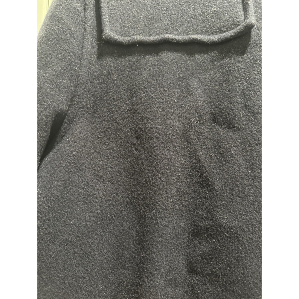 Vintage LL Bean Pea Coat Size 16 Navy Blue Wool Hooded Plaid Lining Made In USA - Picture 14 of 16